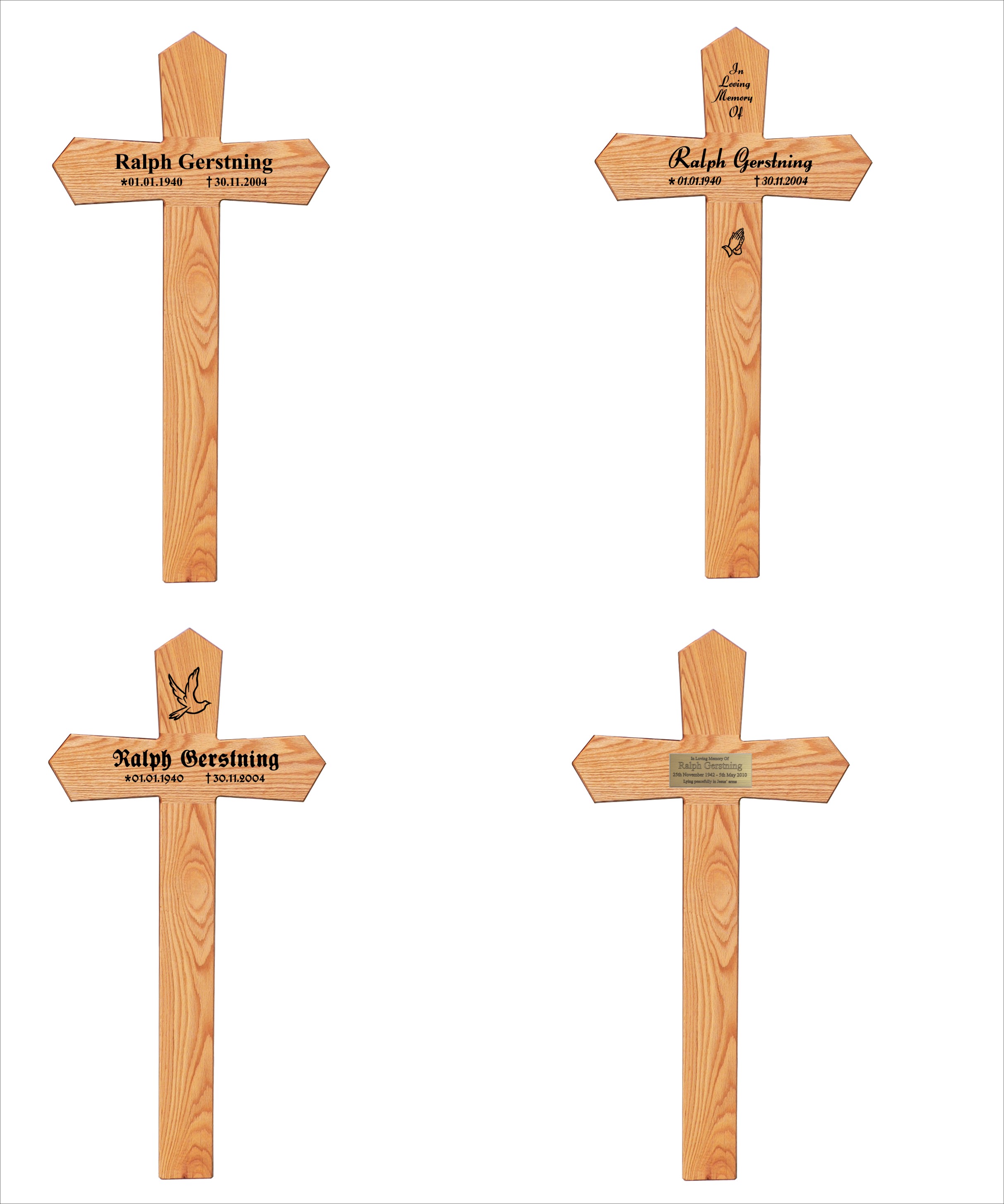 Enduring wooden crosses engraved, lasting grave markers for sale